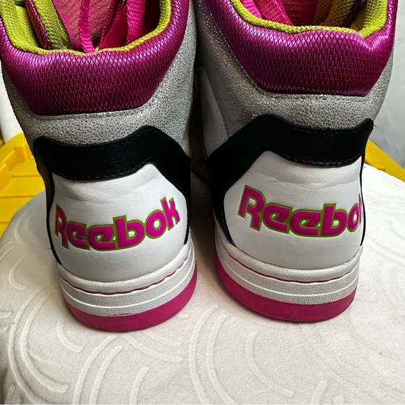 Reebok Pink Gray White High-Top Sneakers - Picture 4 of 11